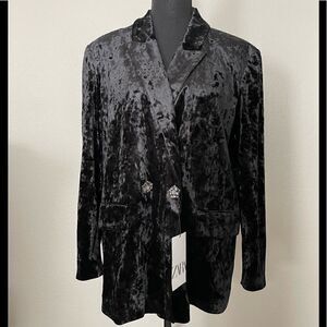 NWT Zara Jewel Button Velvet Blazer